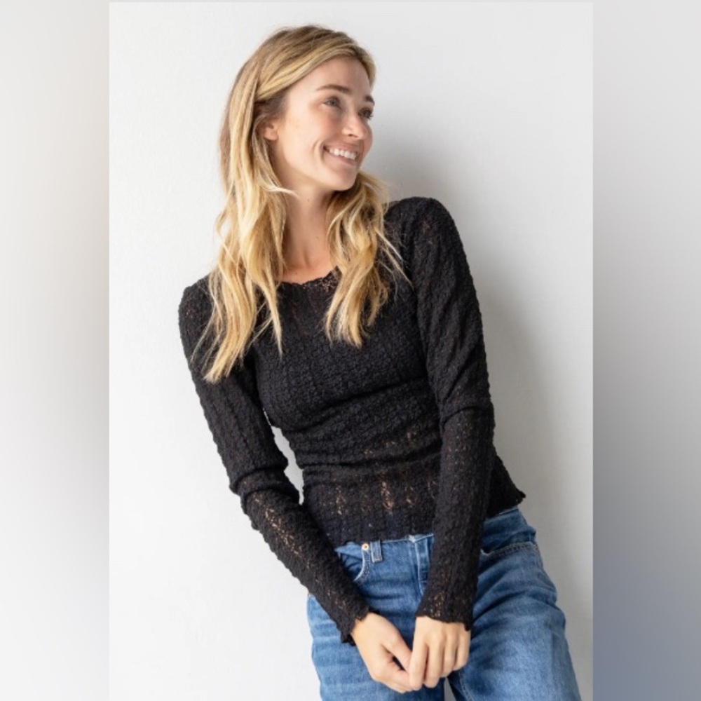 Natural Life Lace Layering Top, Black, Large